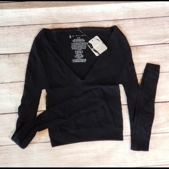 Free People Gone Adrift LS Cropped Top Black Small - Picture 5 of 5